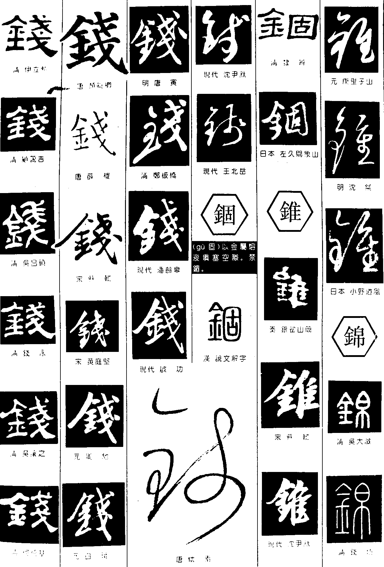 标签: 书法作品毛笔字书法字繁体:钱锢锥锦