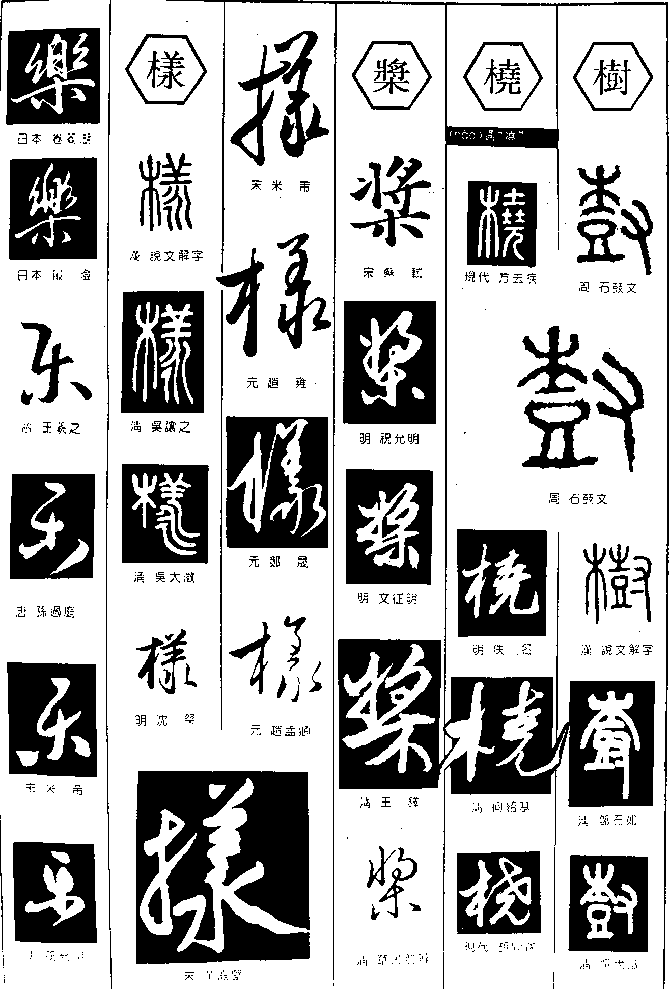 乐样桨桡树 艺术字 毛笔字 书法字 繁体 标志设计